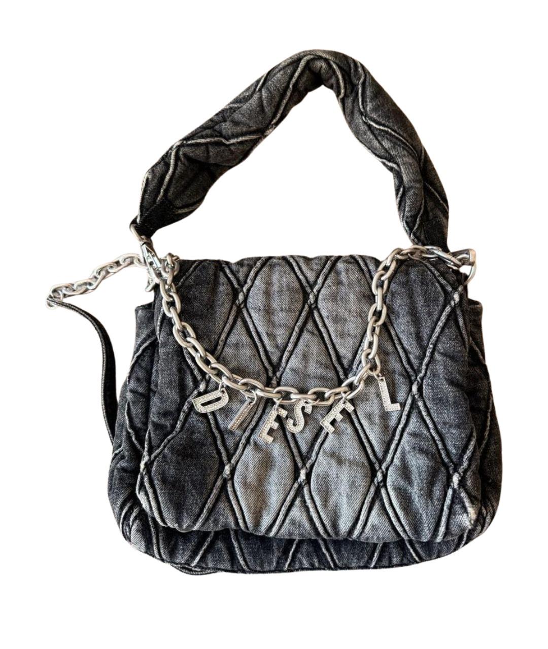 DIESEL Серая тканевая сумка с короткими ручками, фото 1