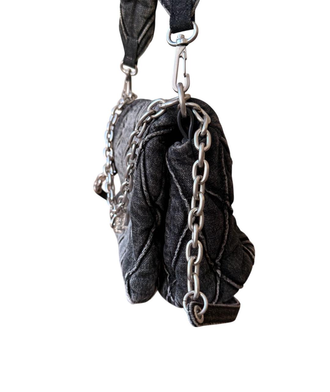 DIESEL Серая тканевая сумка с короткими ручками, фото 3