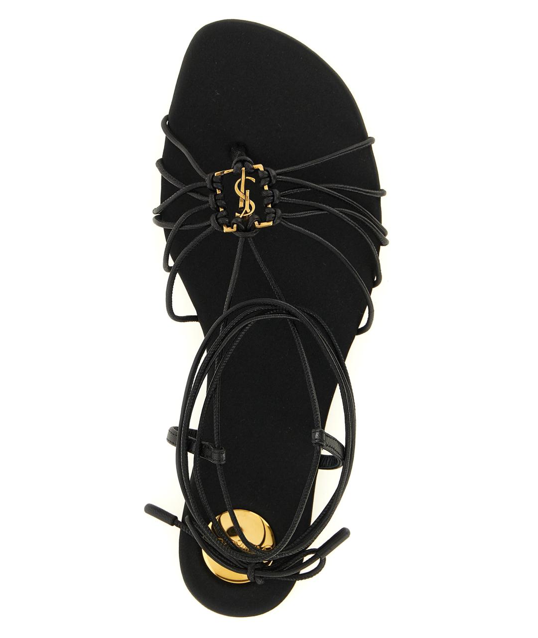 SAINT LAURENT Черные кожаные босоножки, фото 4