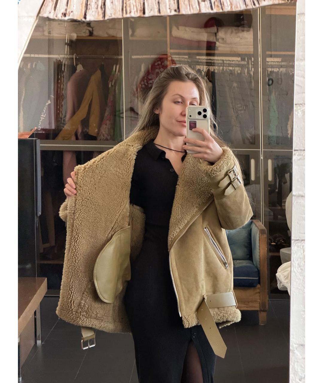 ACNE STUDIOS Бежевая замшевая дубленка, фото 6