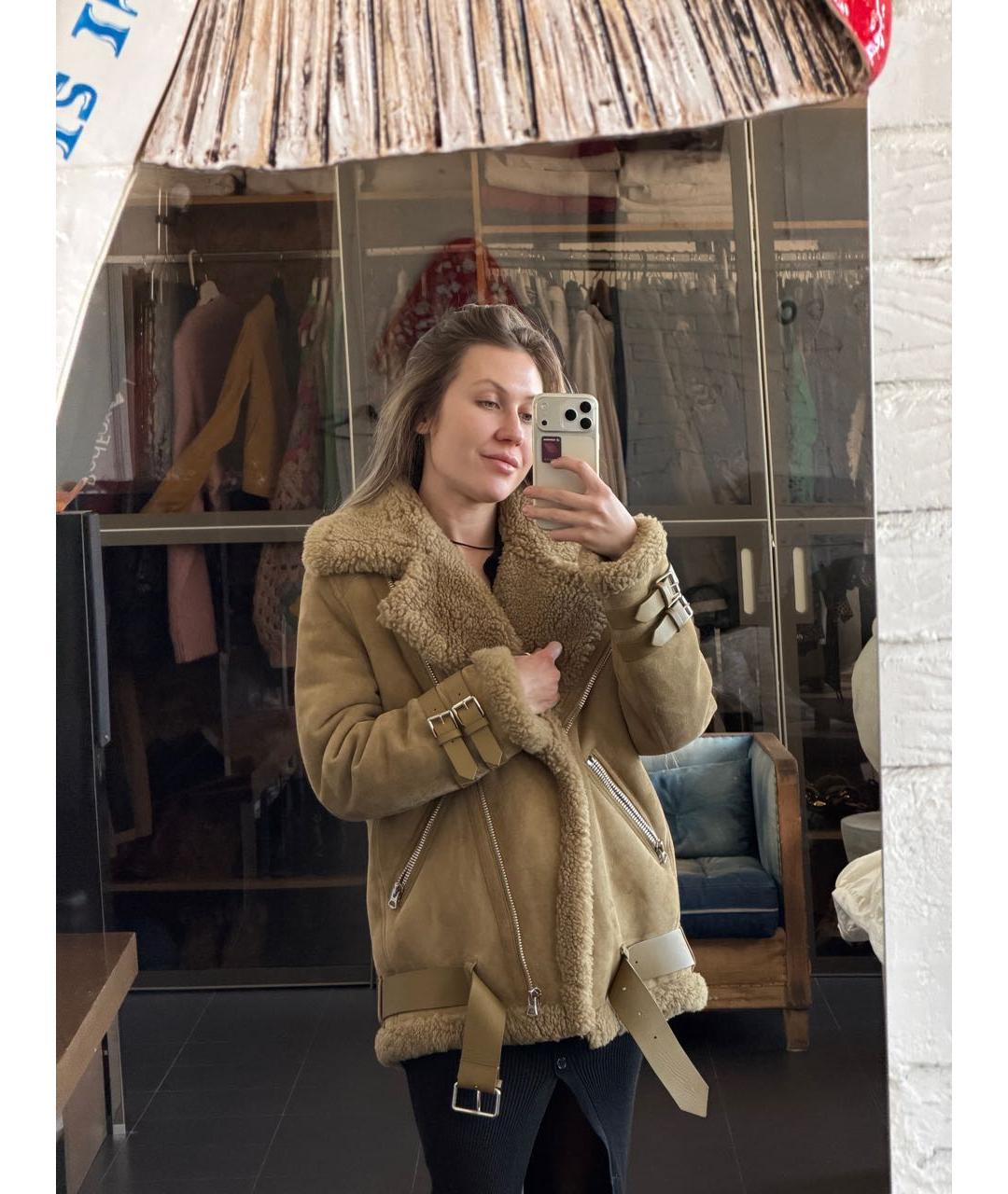 ACNE STUDIOS Бежевая замшевая дубленка, фото 7