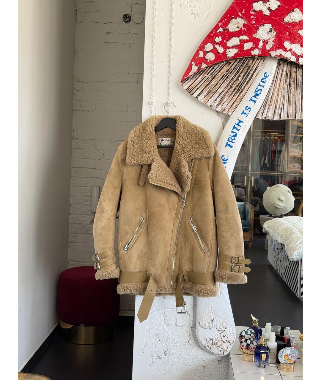 ACNE STUDIOS Бежевая замшевая дубленка, фото 8