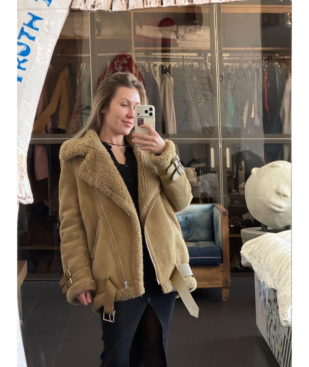 ACNE STUDIOS Бежевая замшевая дубленка, фото 5