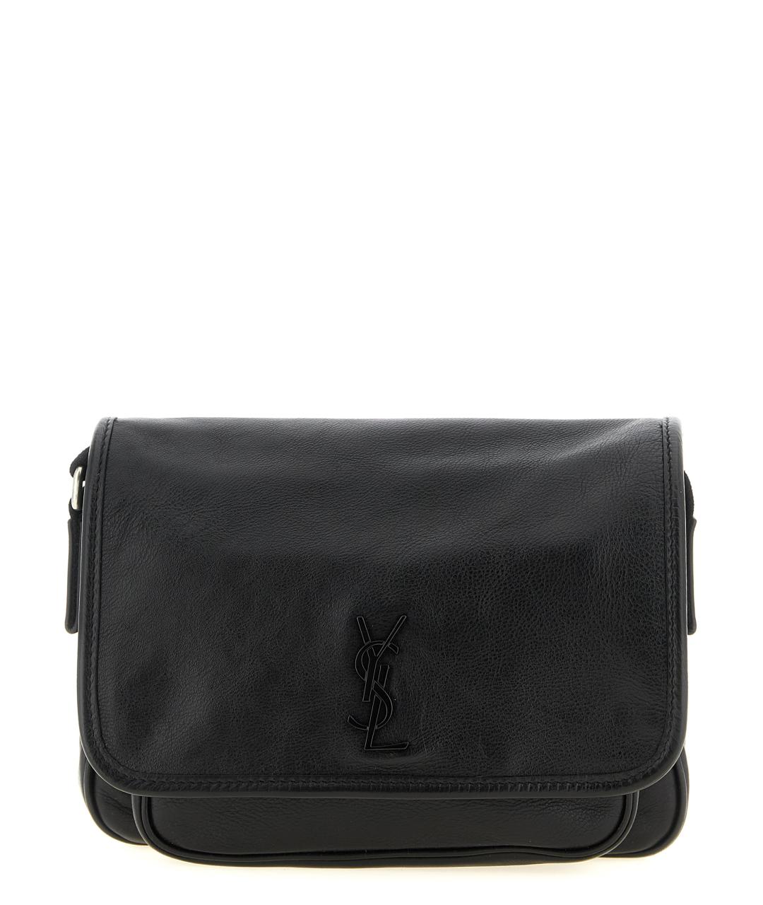 SAINT LAURENT Черная кожаная сумка на плечо, фото 1