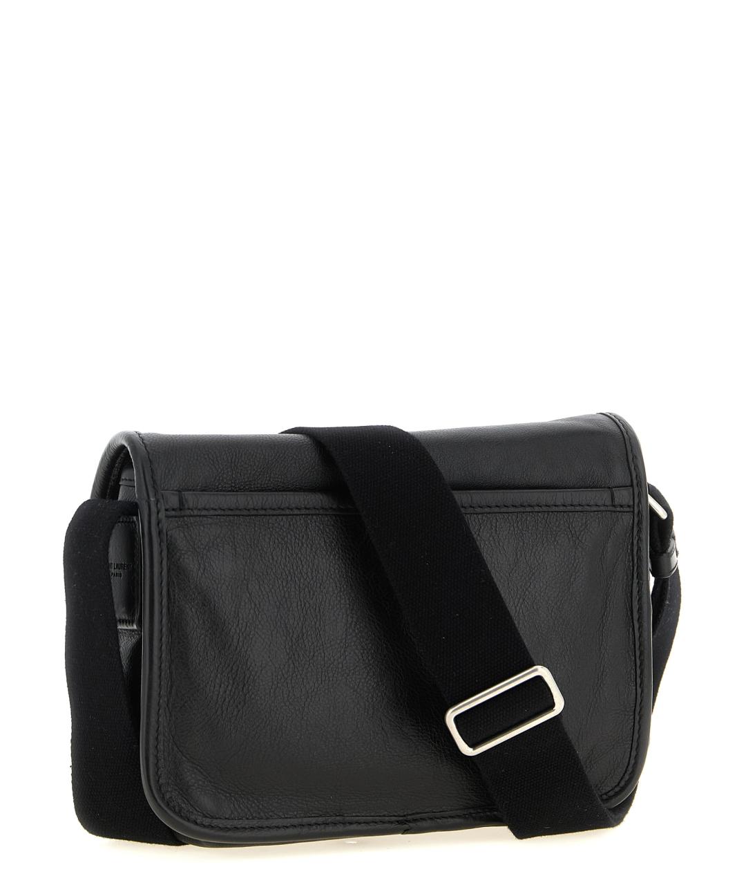 SAINT LAURENT Черная кожаная сумка на плечо, фото 2