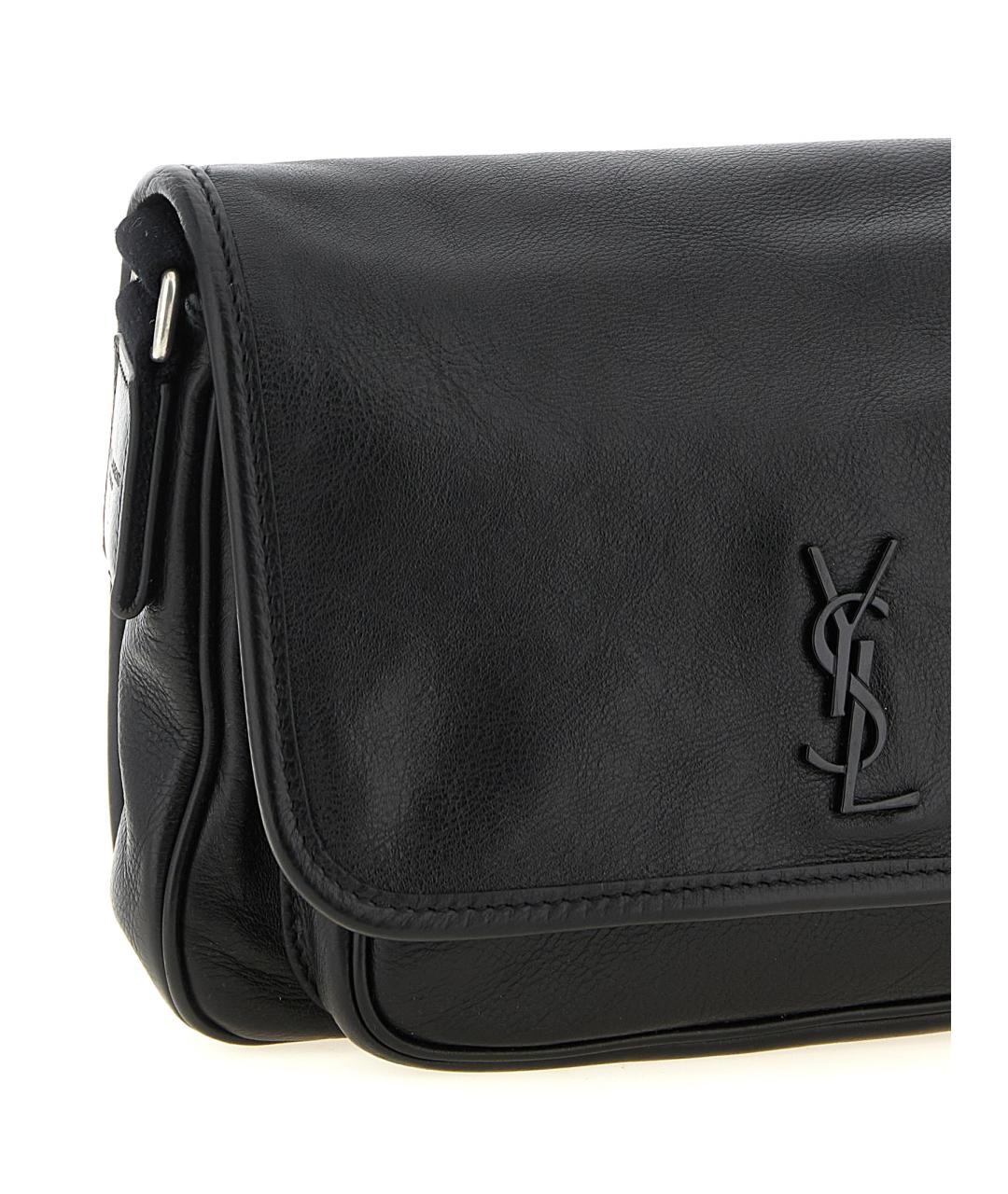 SAINT LAURENT Черная кожаная сумка на плечо, фото 3