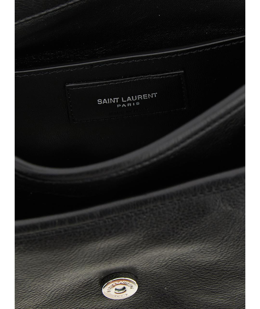 SAINT LAURENT Черная кожаная сумка на плечо, фото 4
