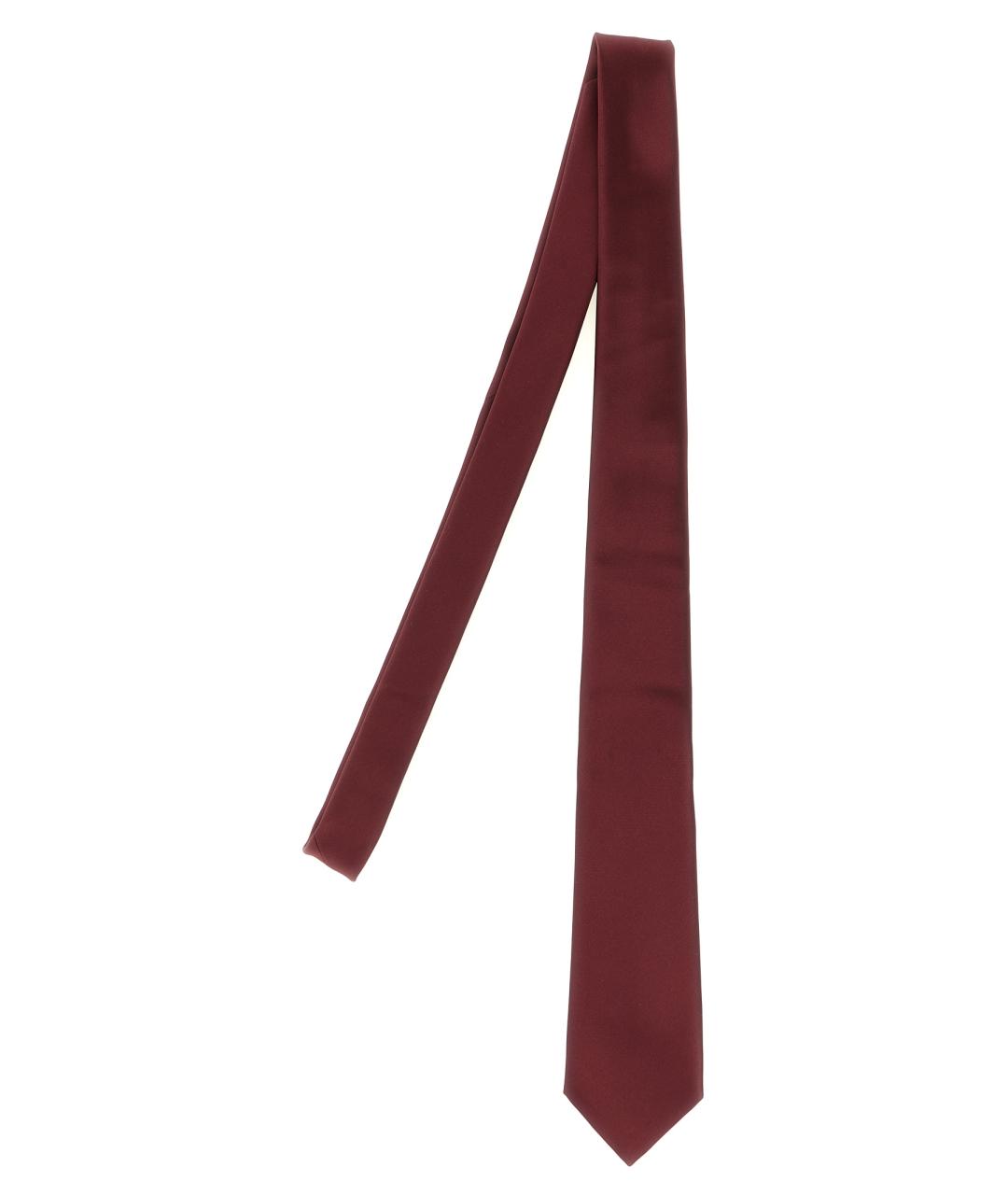SAINT LAURENT Бордовый шелковый галстук, фото 1