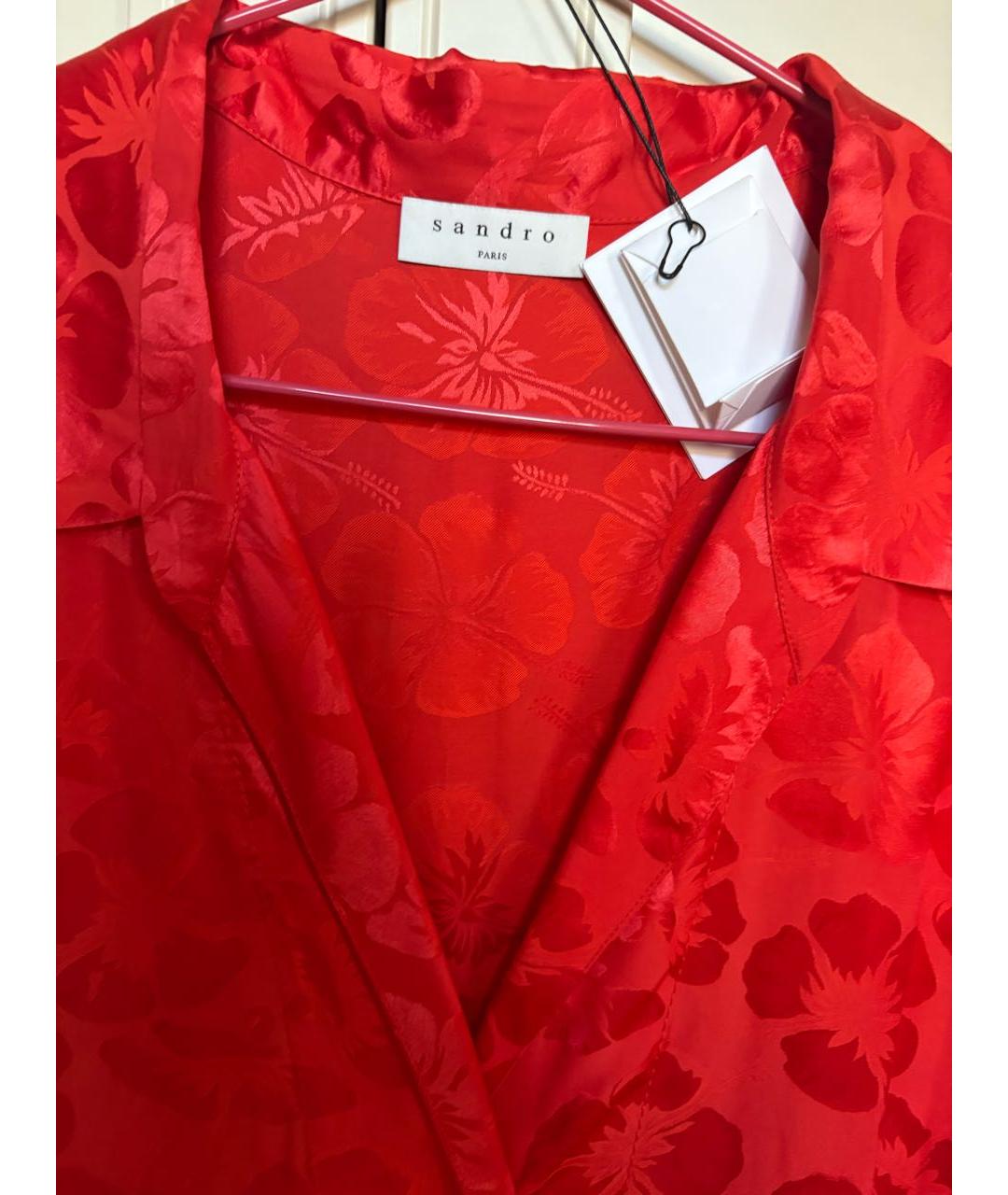 SANDRO Красное шелковое коктейльное платье, фото 3
