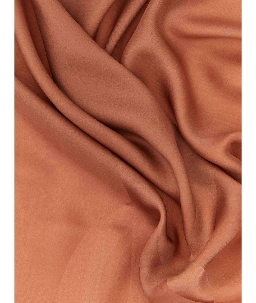 SAINT LAURENT Коричневый шелковый шарф, фото 2