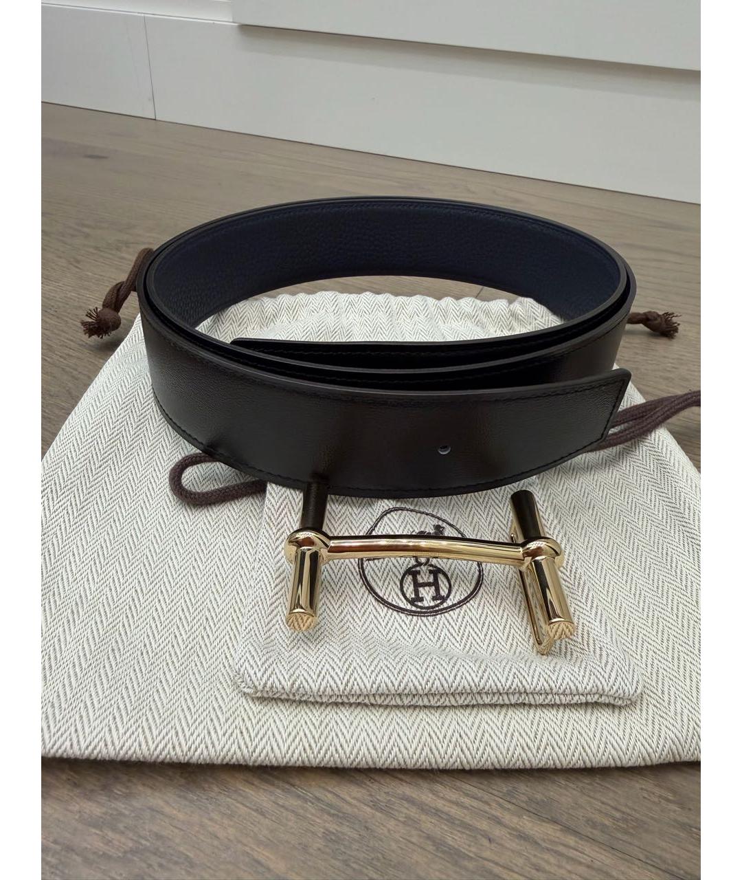 HERMES Черный кожаный ремень, фото 5