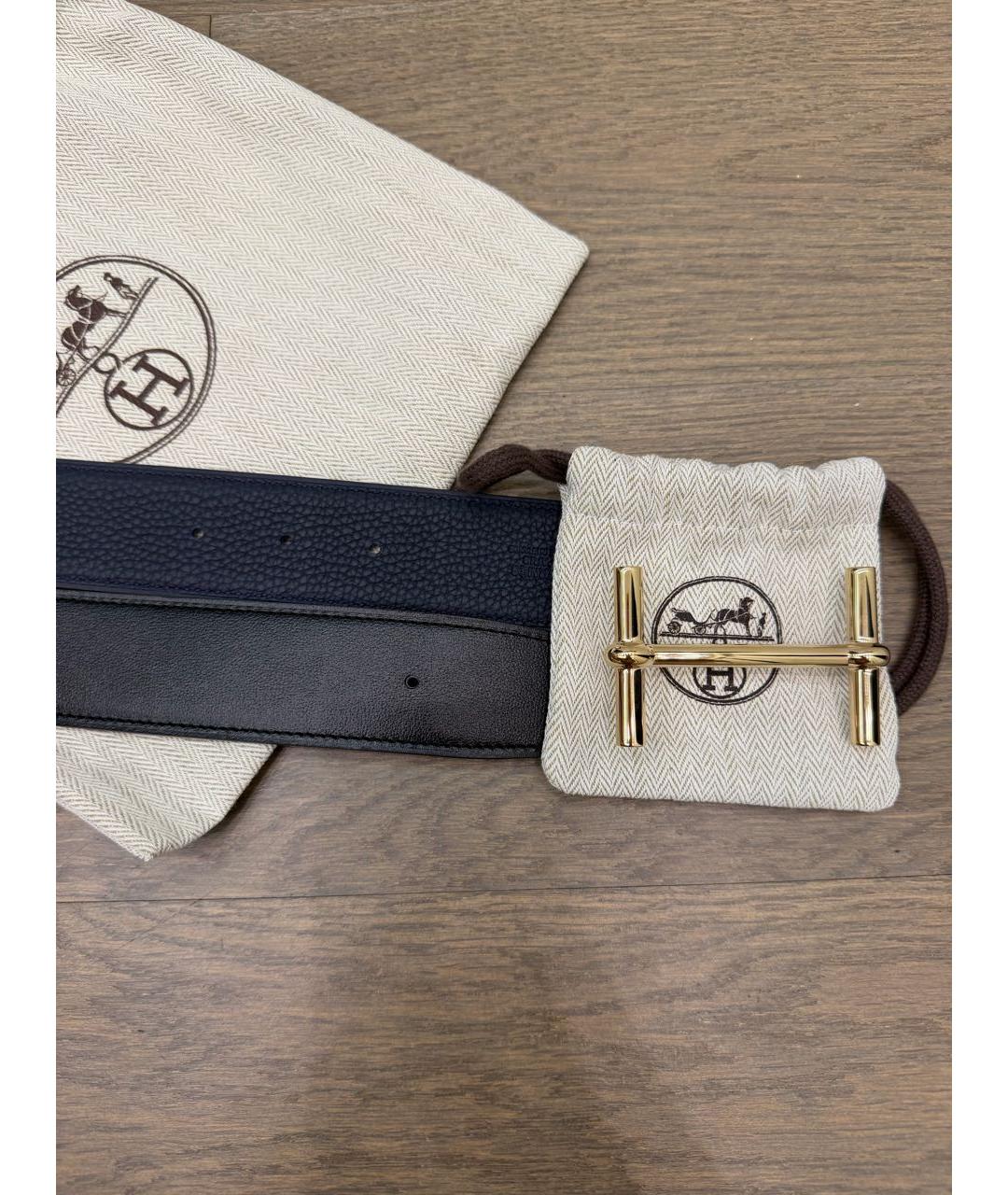 HERMES Черный кожаный ремень, фото 2