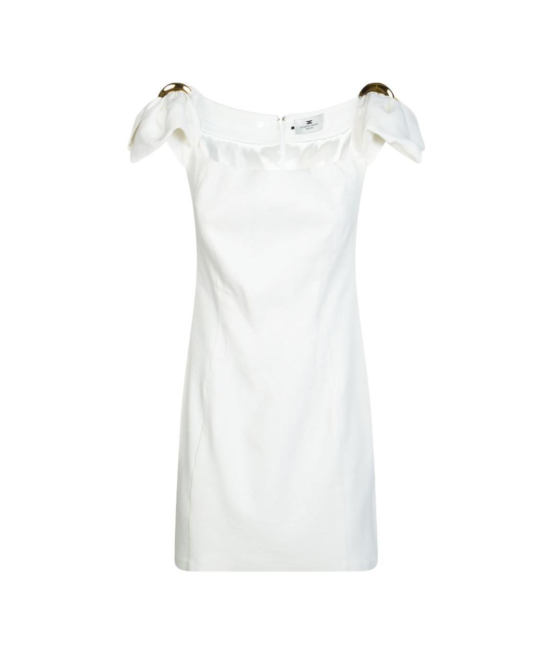 ELISABETTA FRANCHI Белое льняное повседневное платье, фото 1