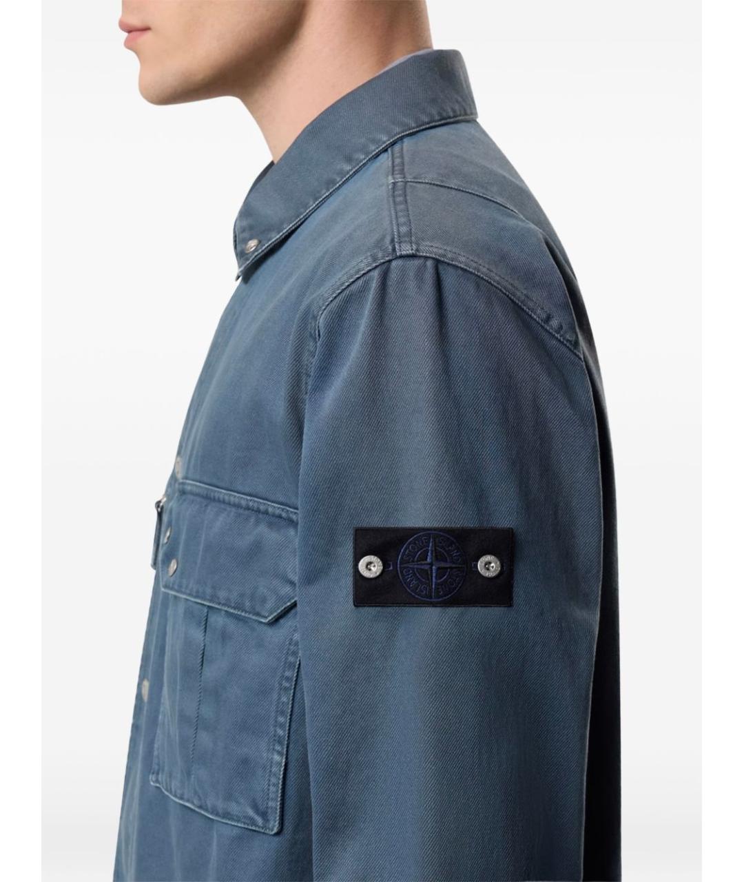 STONE ISLAND Синяя кэжуал рубашка, фото 3