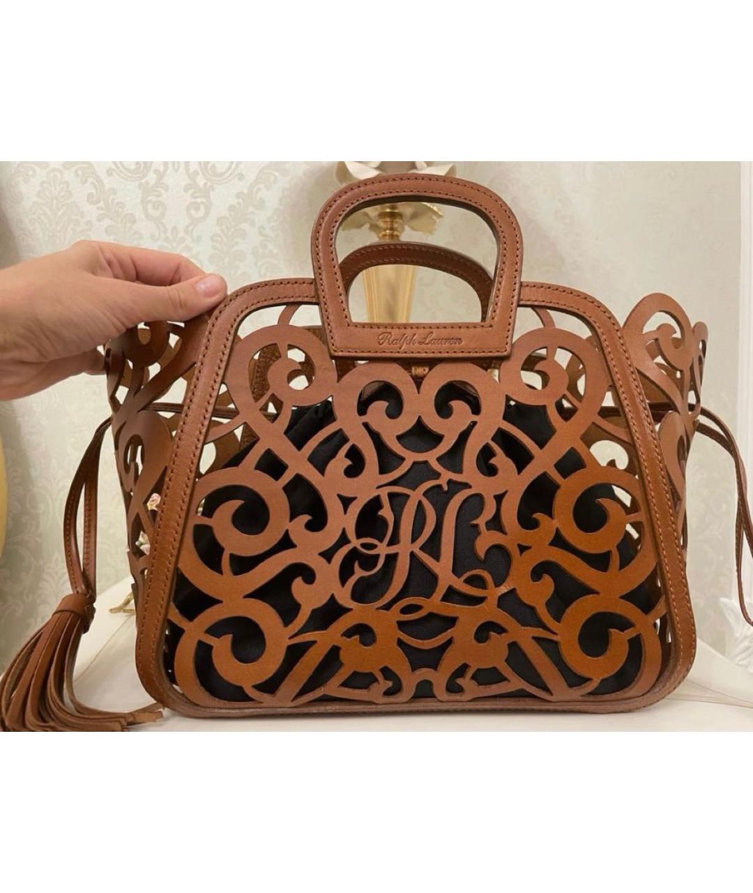 RALPH LAUREN COLLECTION Коричневая кожаная сумка тоут, фото 2