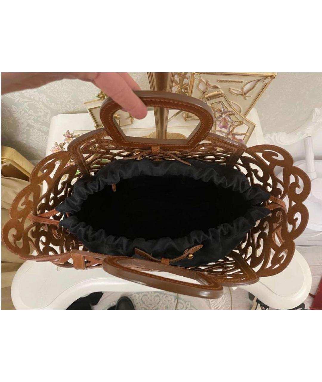 RALPH LAUREN COLLECTION Коричневая кожаная сумка тоут, фото 3