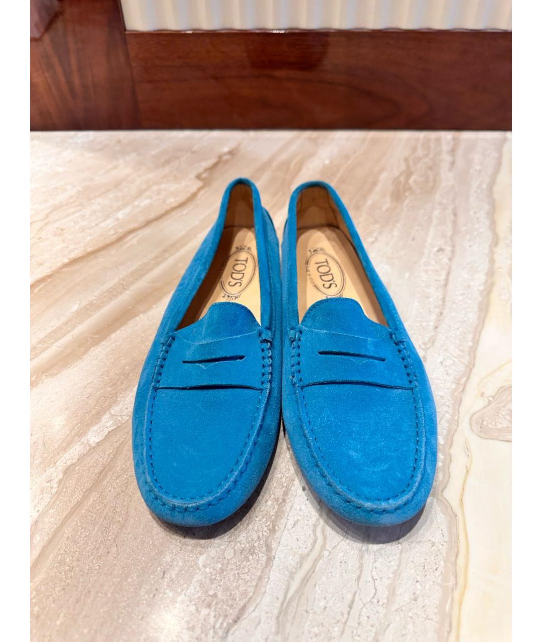 TOD'S Голубые замшевые мокасины, фото 2