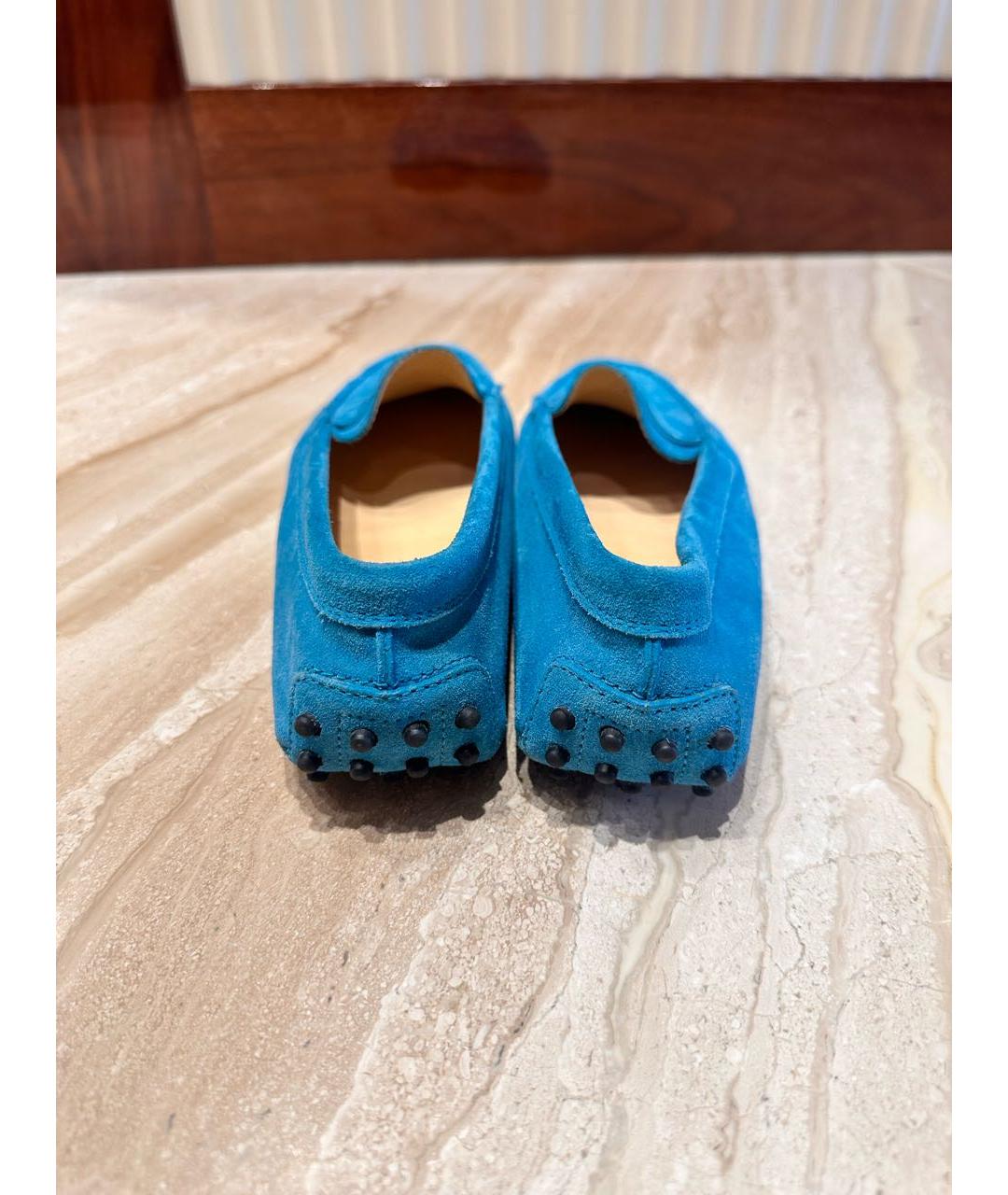 TOD'S Голубые замшевые мокасины, фото 4