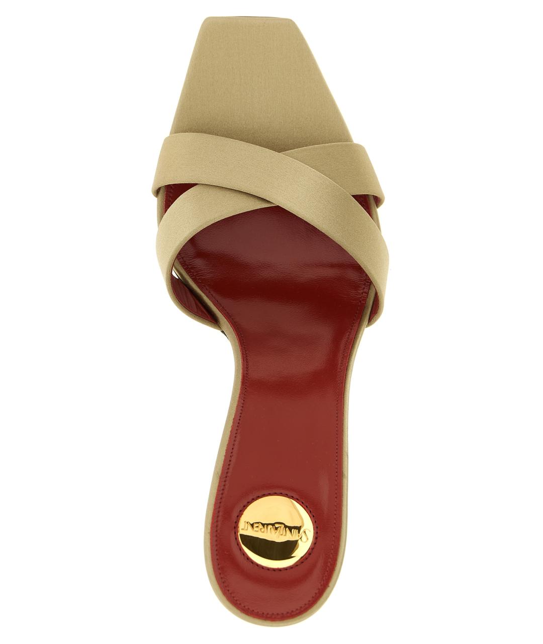 SAINT LAURENT Зеленые текстильные мюли, фото 4