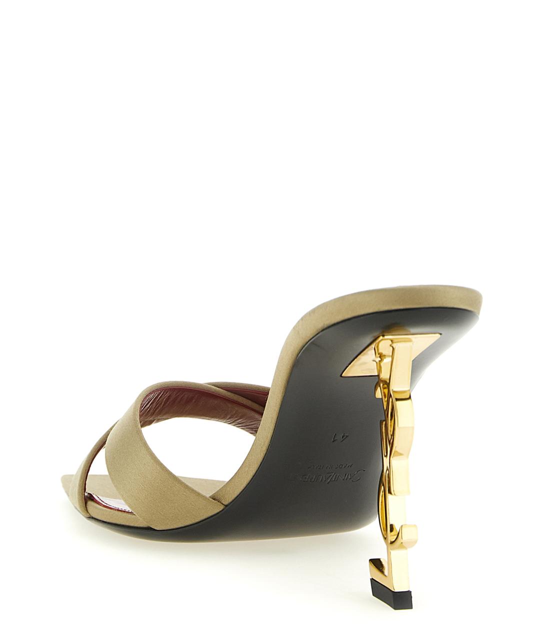 SAINT LAURENT Зеленые текстильные мюли, фото 3