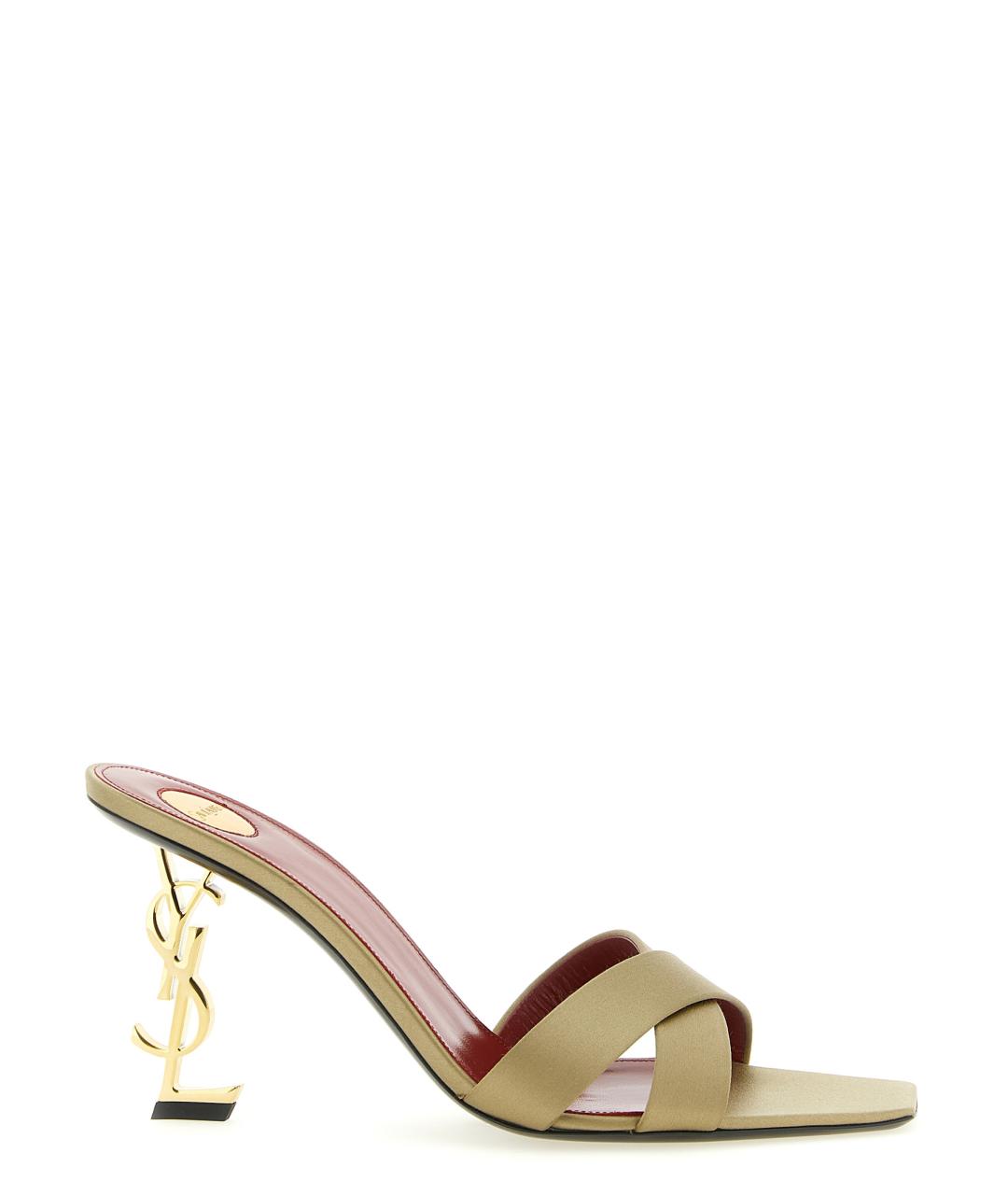 SAINT LAURENT Зеленые текстильные мюли, фото 1