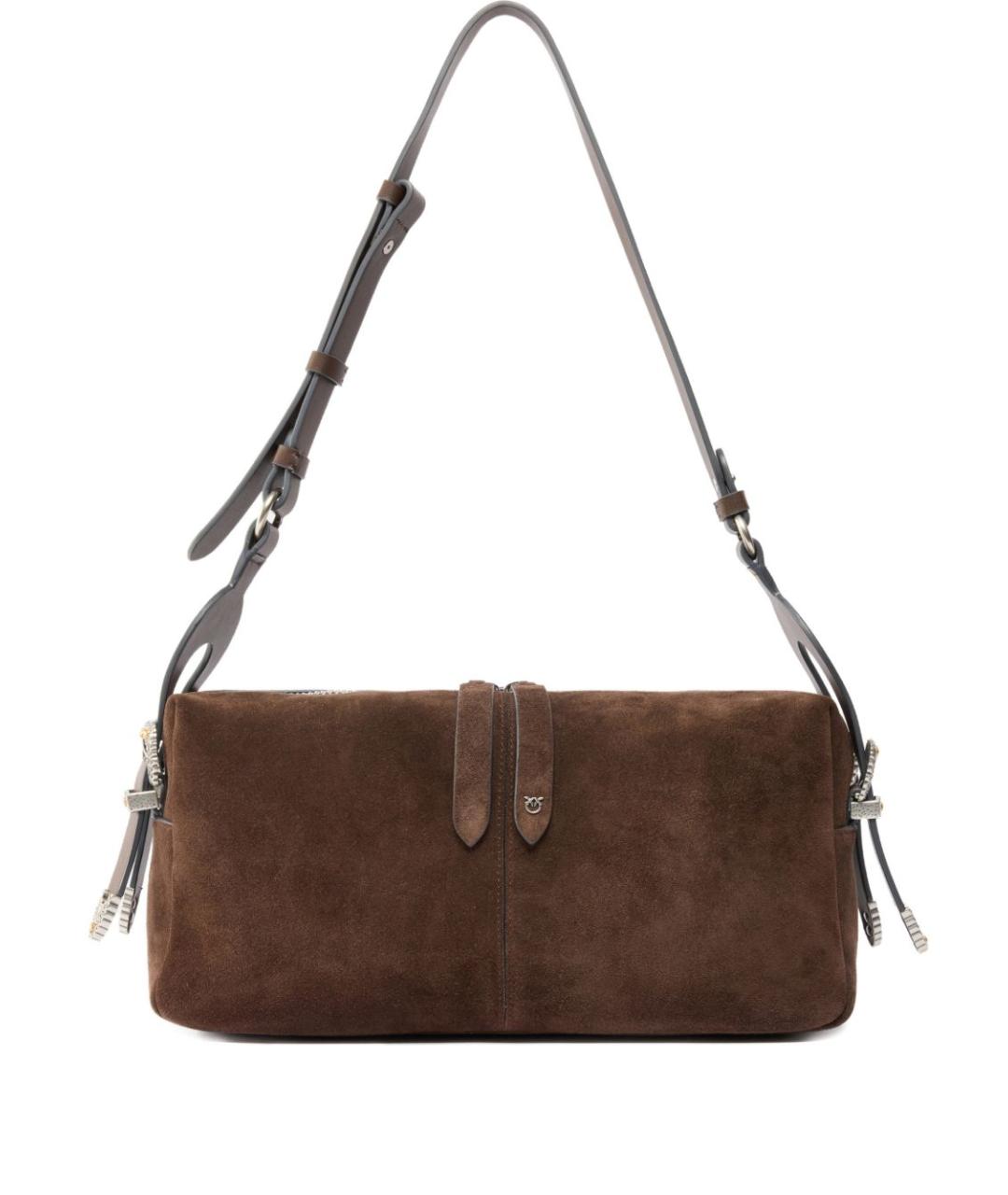 PINKO Коричневая замшевая сумка через плечо, фото 1