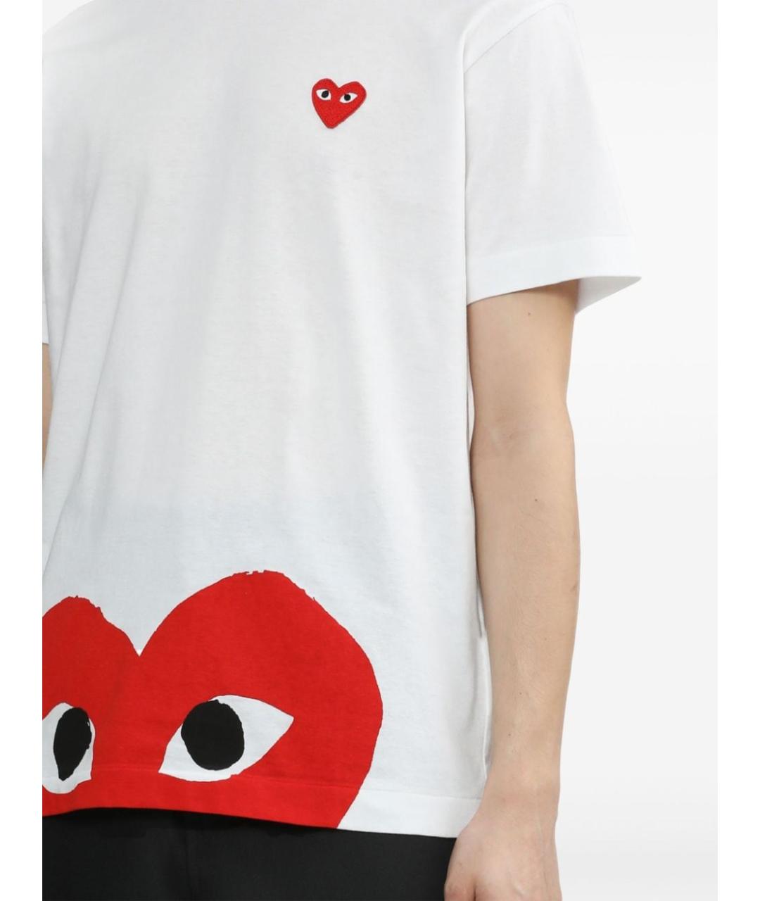 COMME DES GARÇONS PLAY Белая хлопковая футболка, фото 2