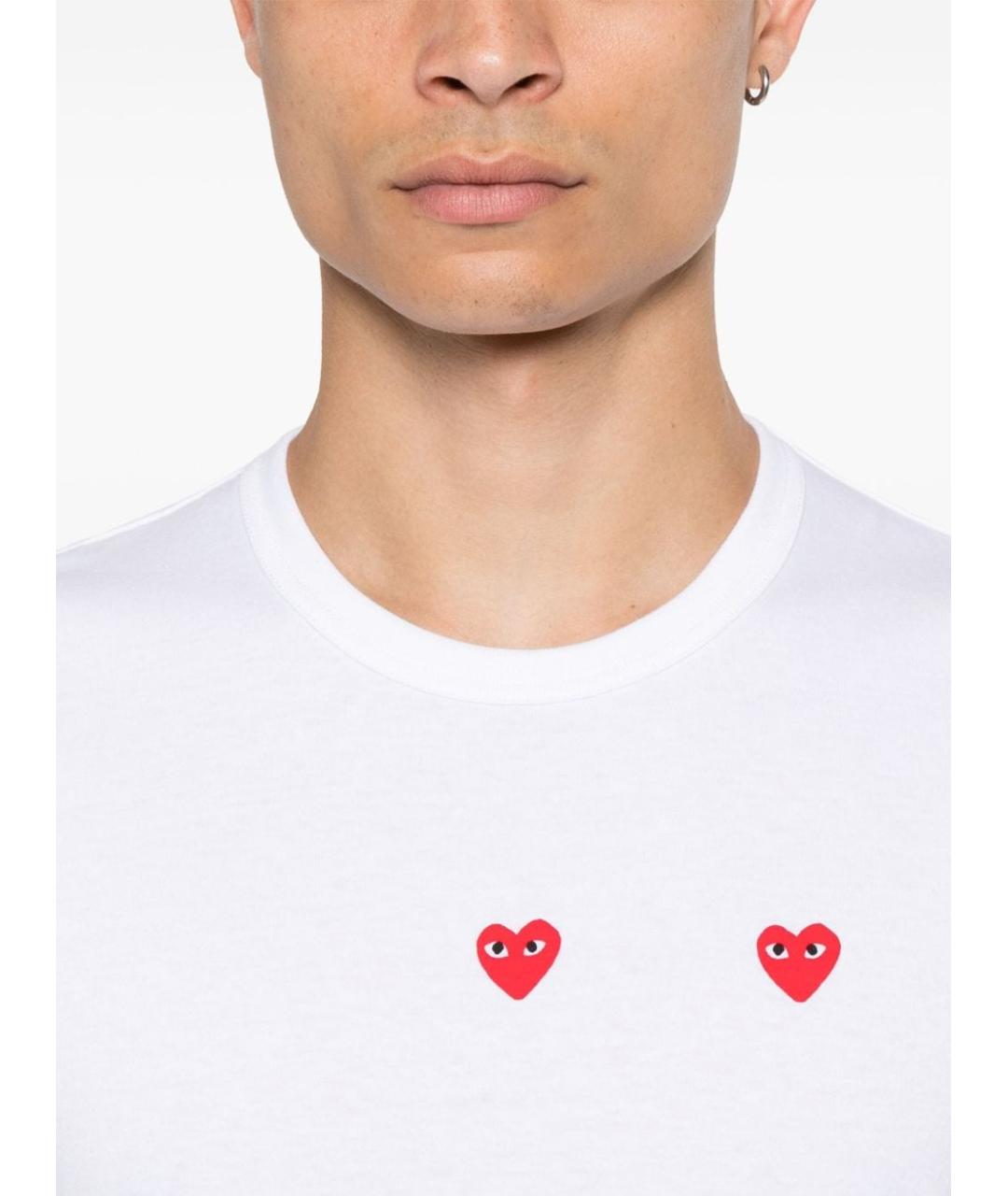 COMME DES GARÇONS PLAY Белая хлопковая футболка, фото 2