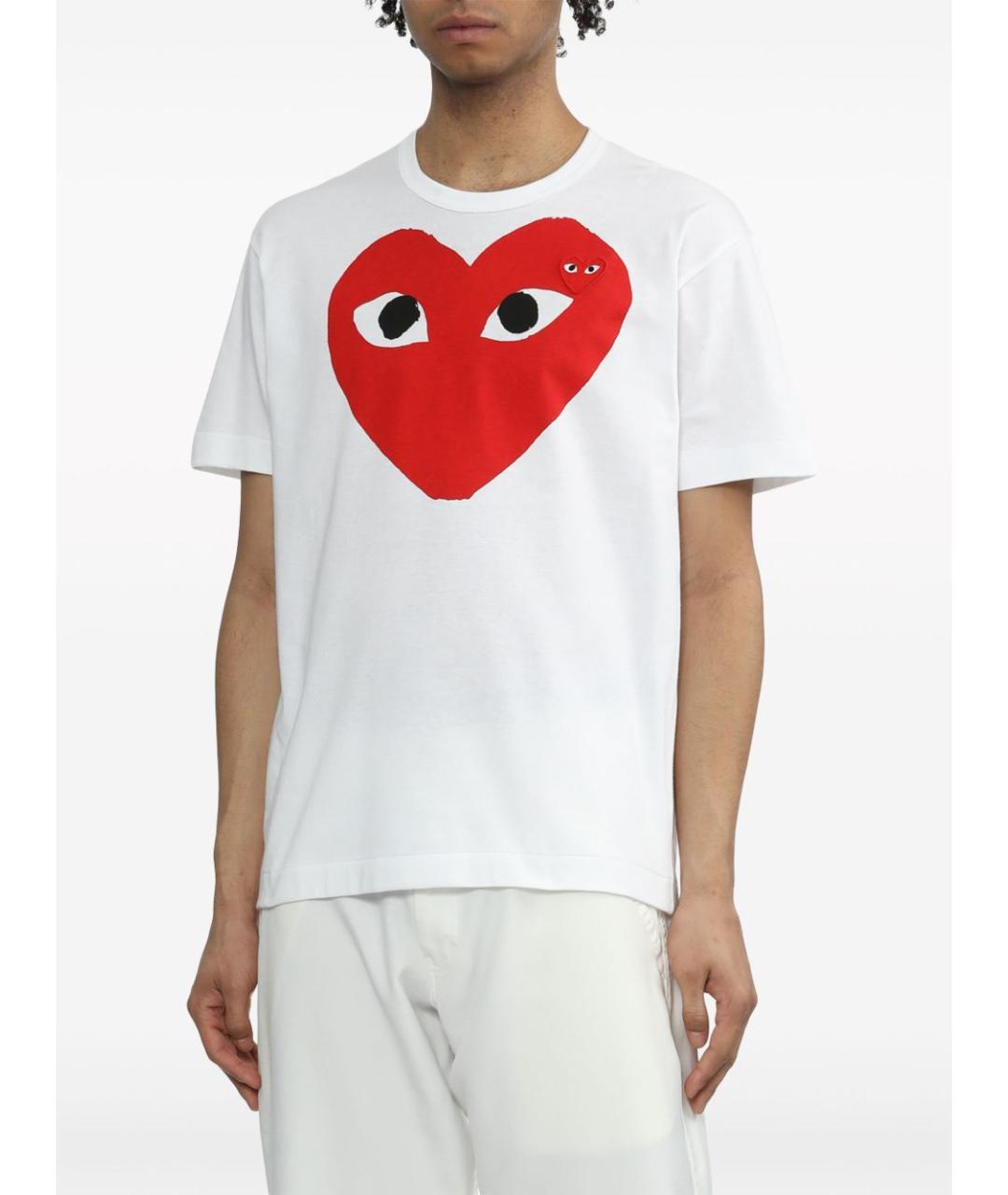 COMME DES GARÇONS PLAY Белая хлопковая футболка, фото 5