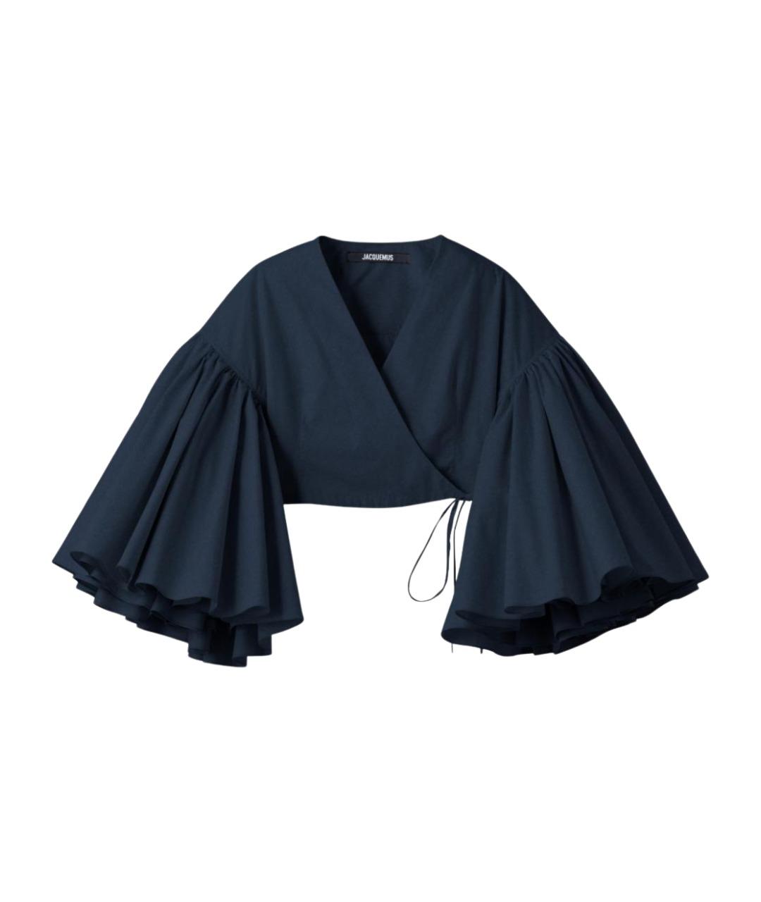JACQUEMUS Темно-синяя хлопковая блузы, фото 1