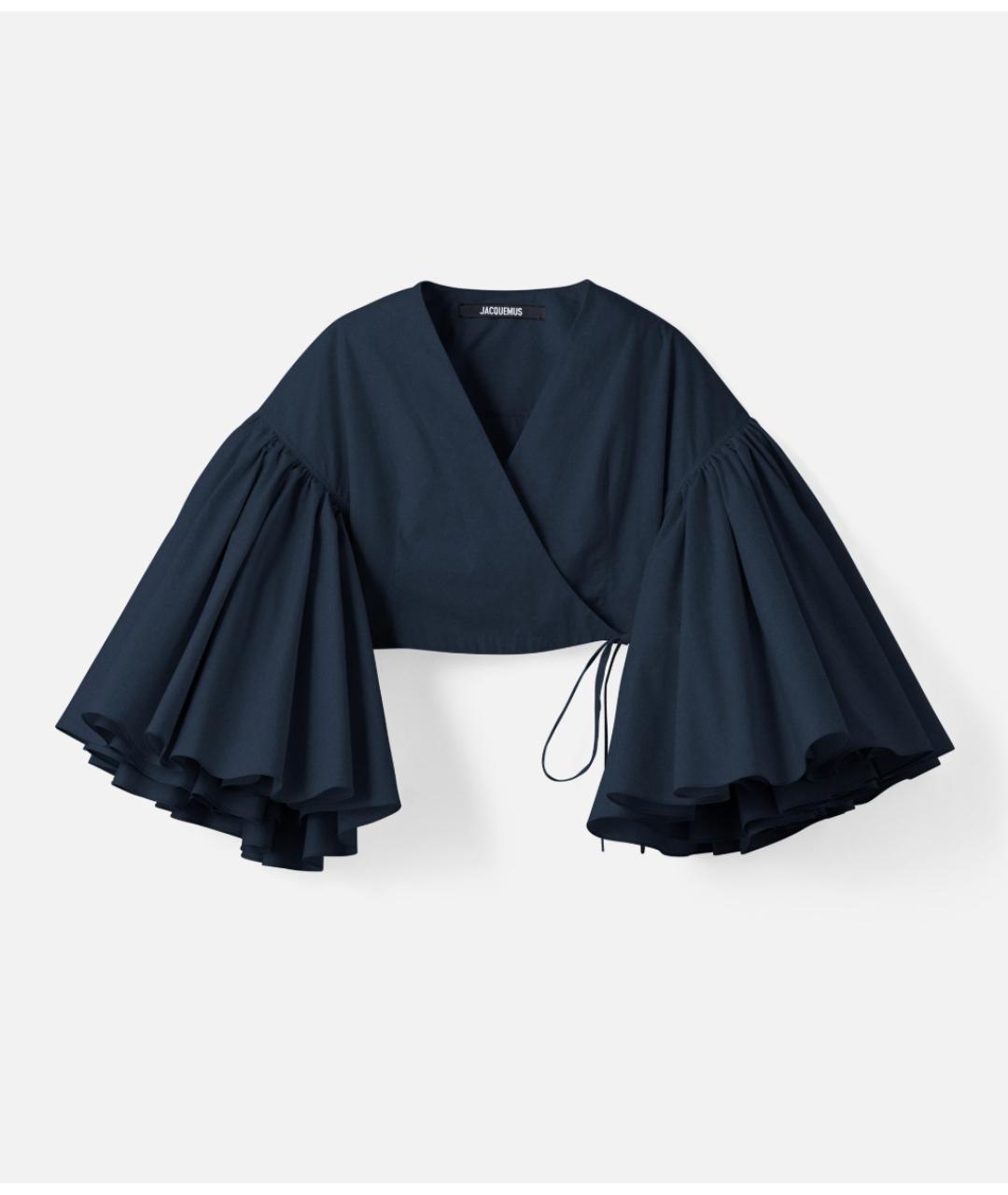 JACQUEMUS Темно-синяя хлопковая блузы, фото 6