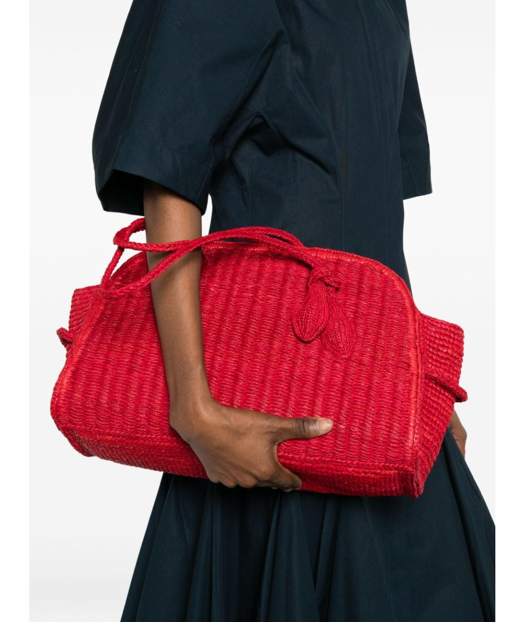 JACQUEMUS Красная пелетеная сумка тоут, фото 5
