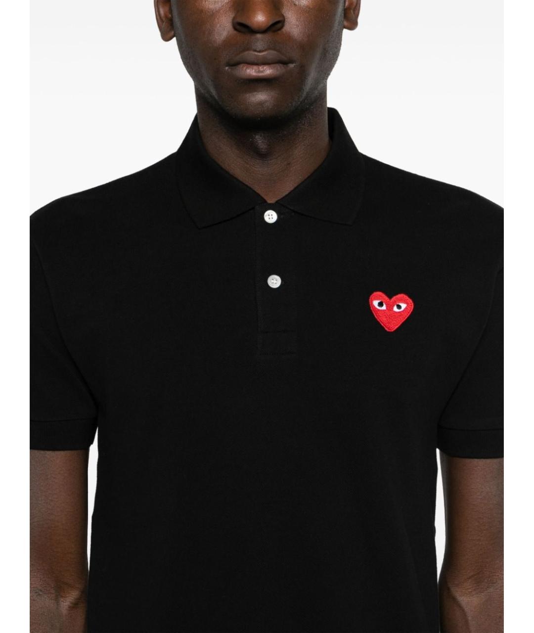 COMME DES GARÇONS Черное хлопковое поло с коротким рукавом, фото 3