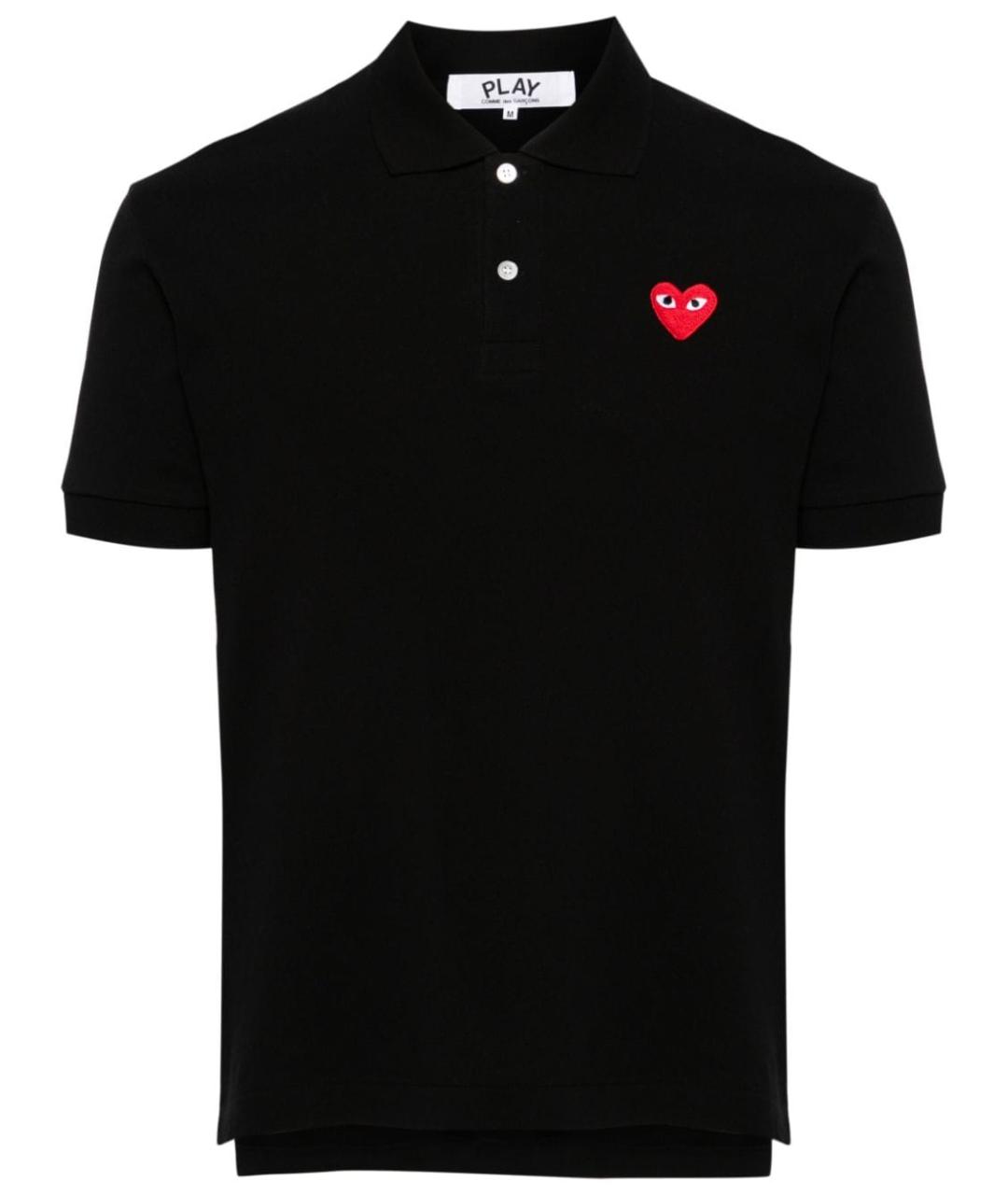 COMME DES GARÇONS Черное хлопковое поло с коротким рукавом, фото 1