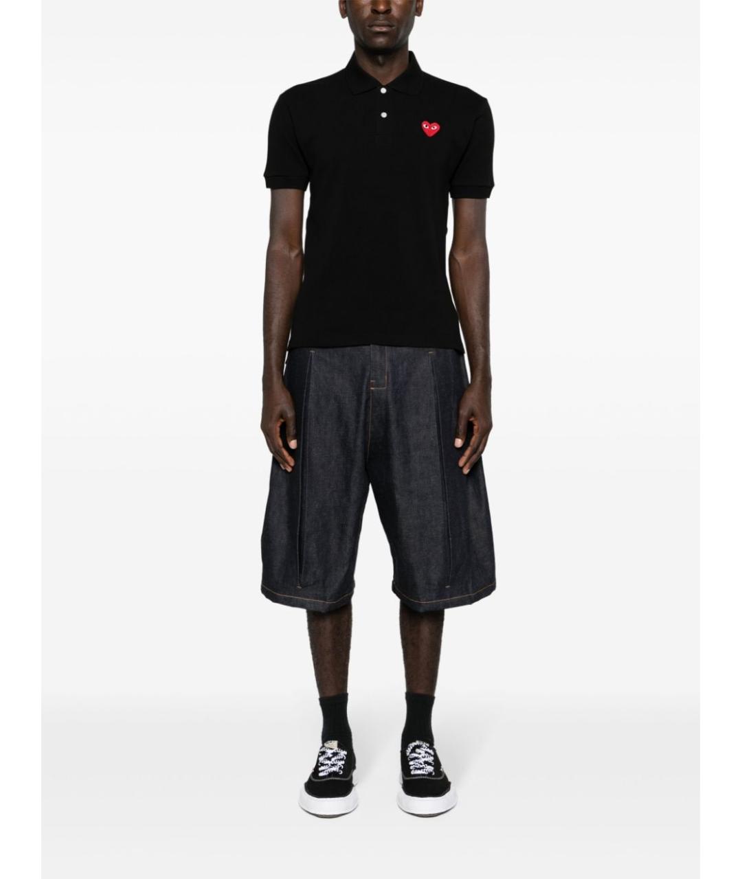 COMME DES GARÇONS Черное хлопковое поло с коротким рукавом, фото 5