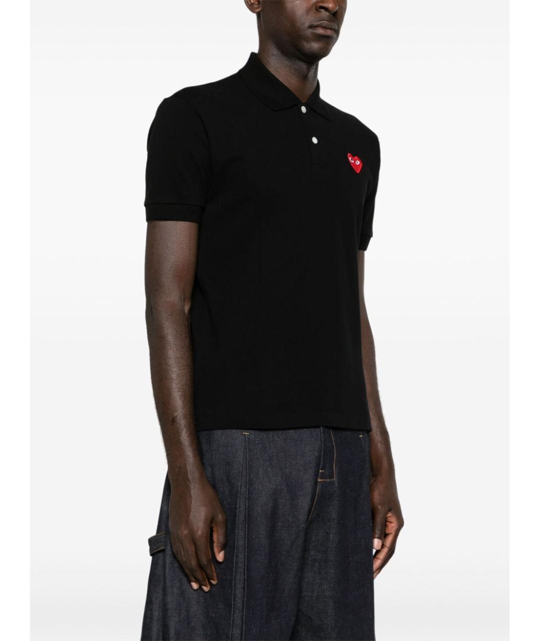COMME DES GARÇONS Черное хлопковое поло с коротким рукавом, фото 4