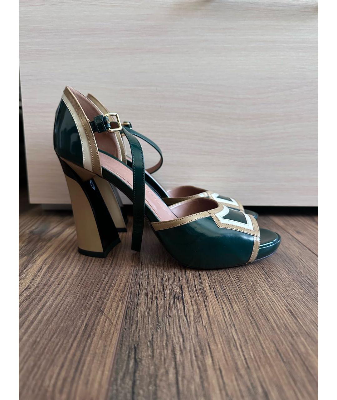 MARNI Зеленые босоножки из лакированной кожи, фото 9