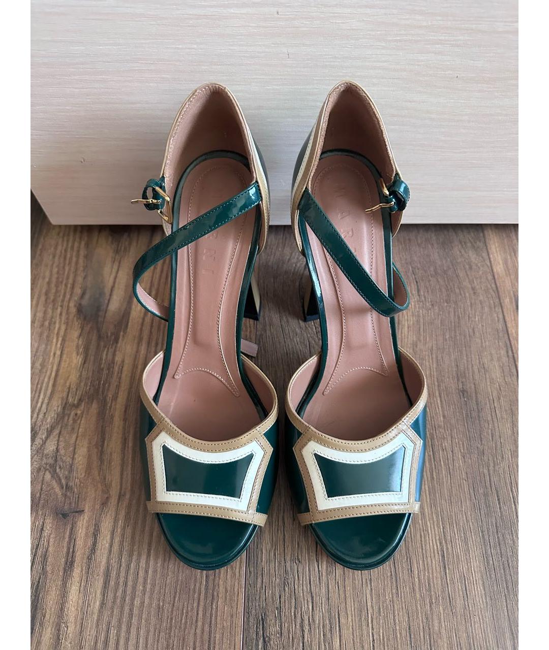 MARNI Зеленые босоножки из лакированной кожи, фото 2