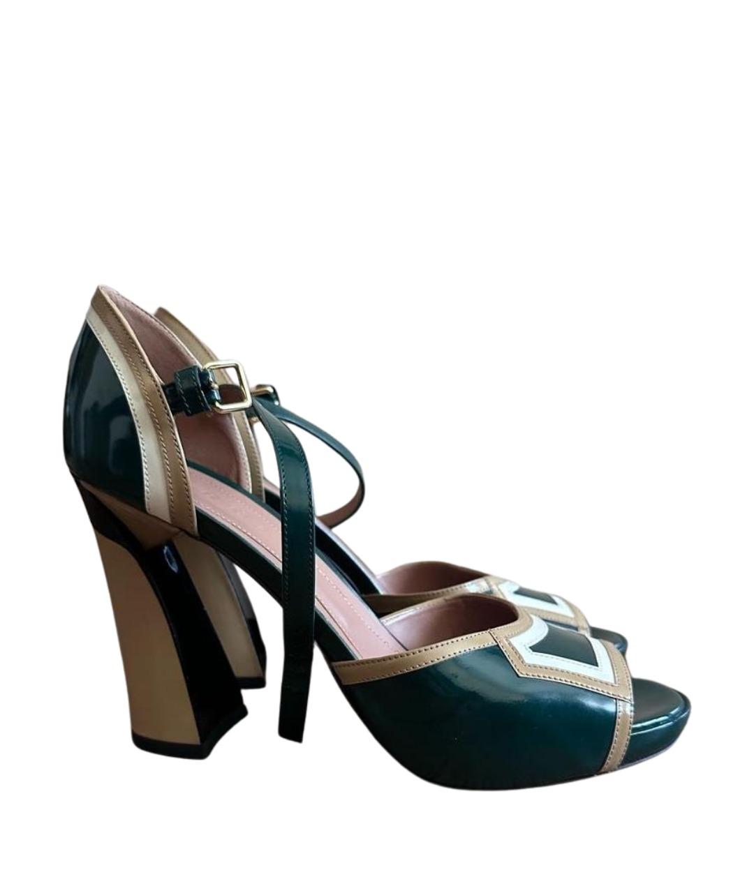 MARNI Зеленые босоножки из лакированной кожи, фото 1
