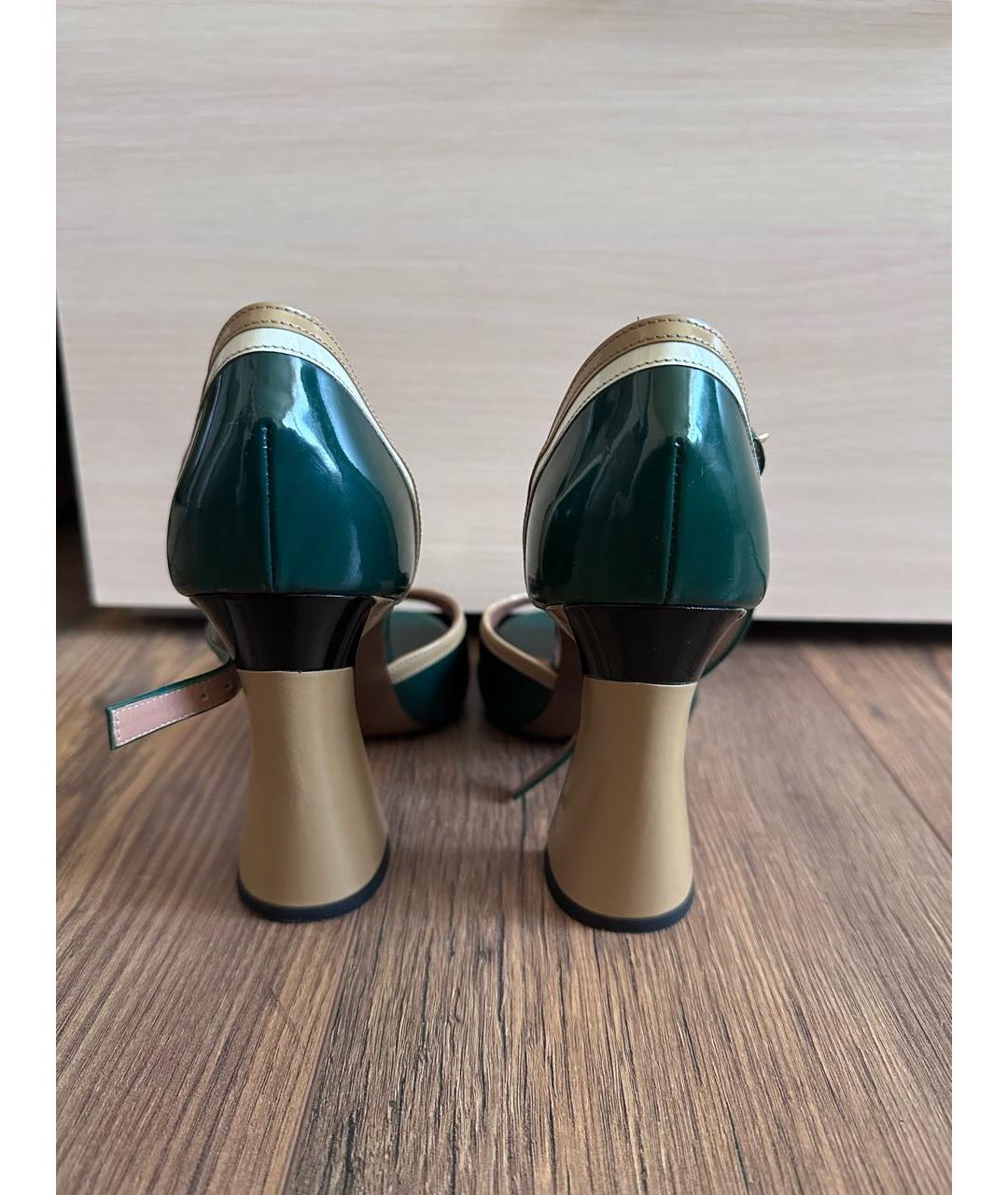 MARNI Зеленые босоножки из лакированной кожи, фото 4