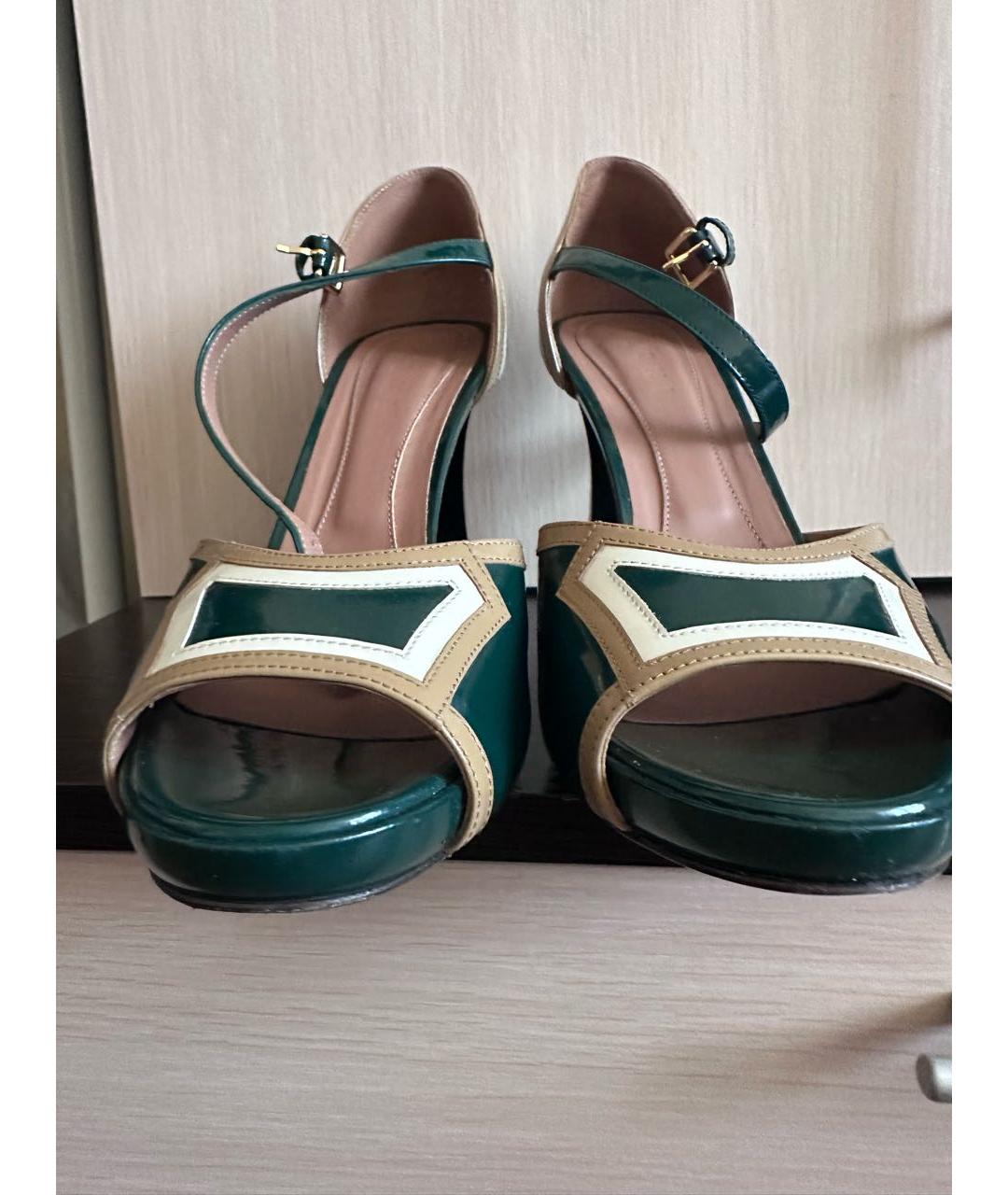 MARNI Зеленые босоножки из лакированной кожи, фото 7