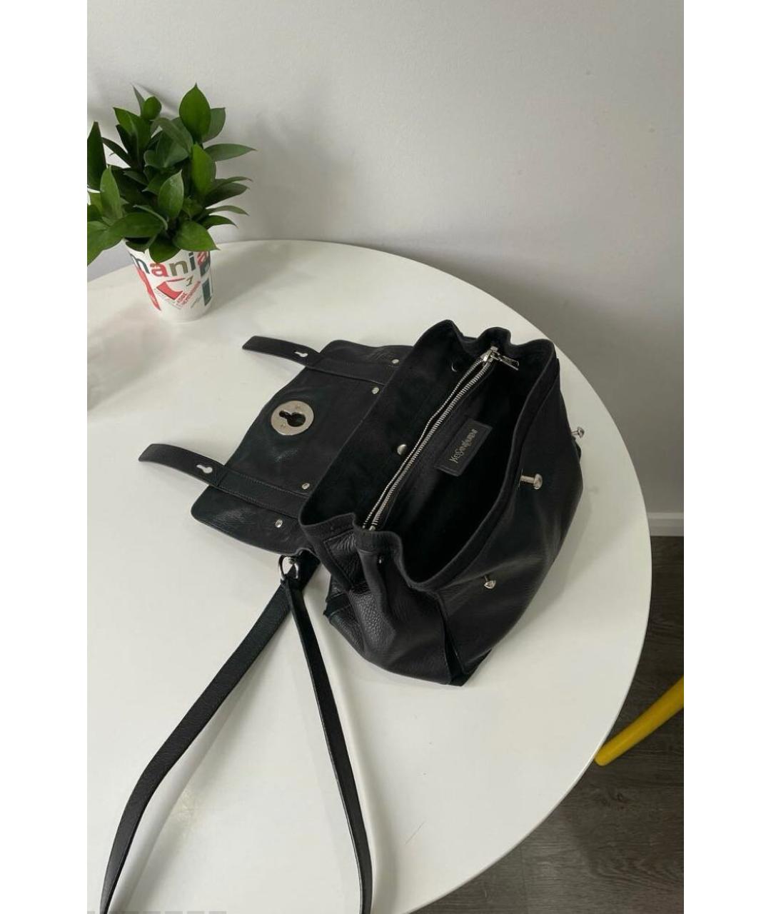 SAINT LAURENT Черная кожаная сумка через плечо, фото 2