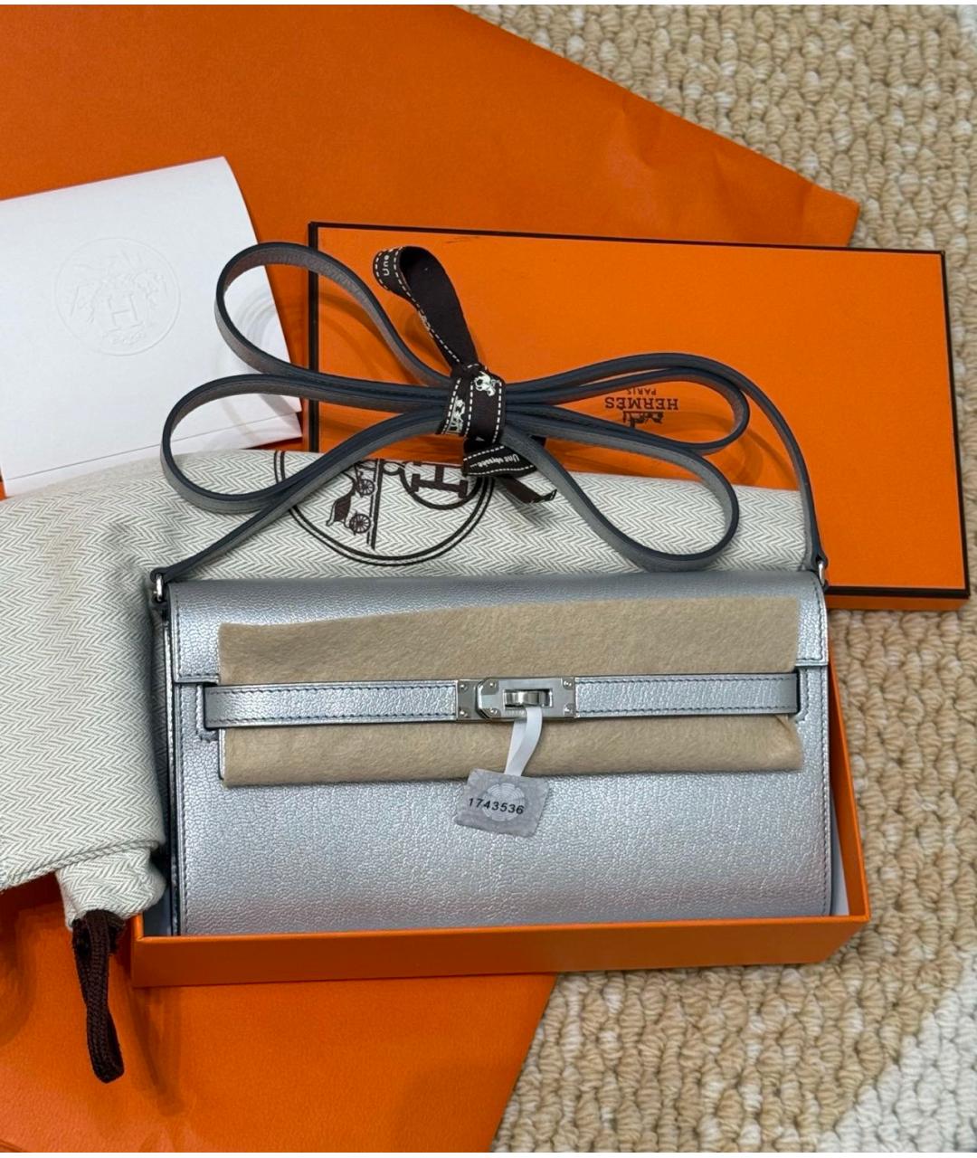 HERMES Серебряная кожаная сумка через плечо, фото 4