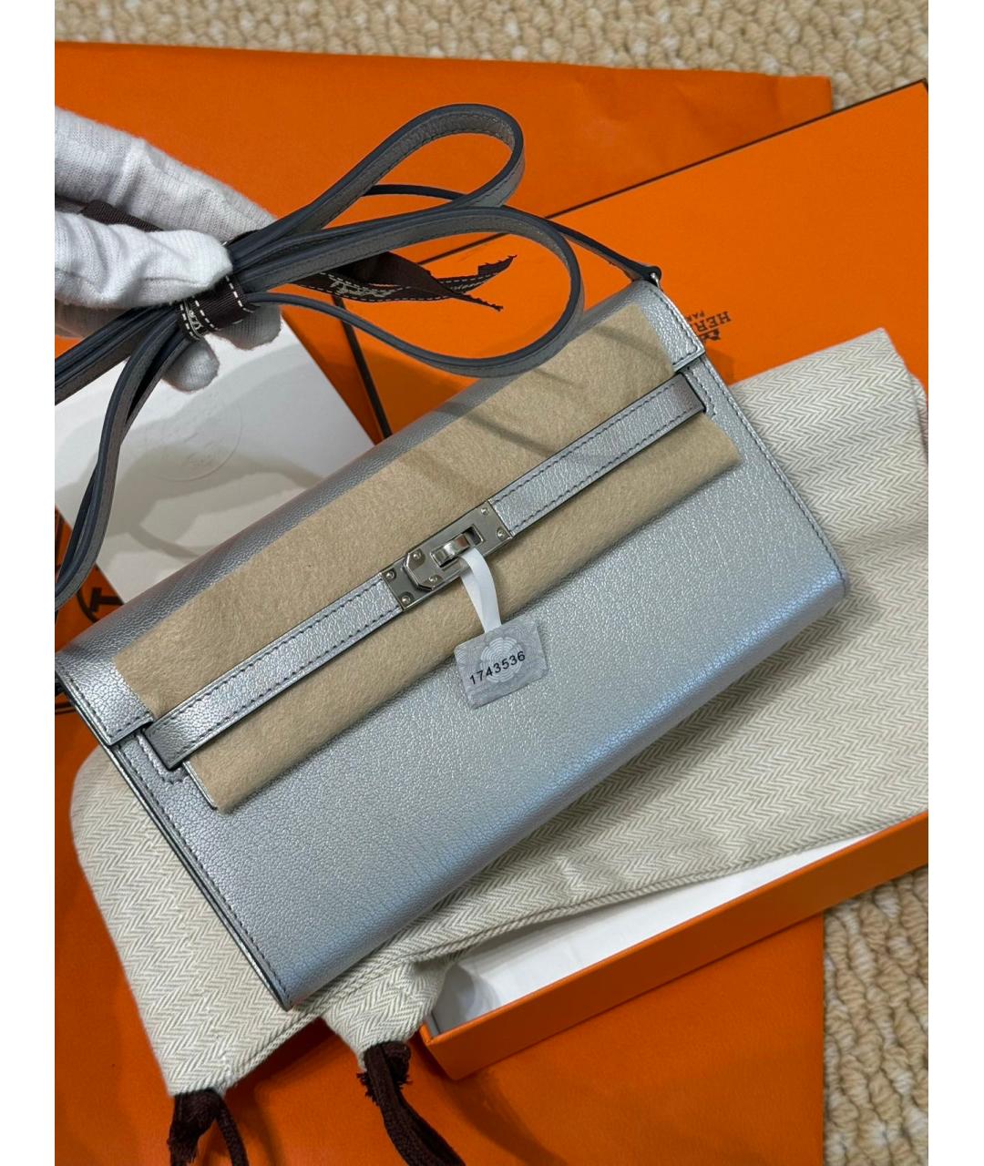 HERMES Серебряная кожаная сумка через плечо, фото 2