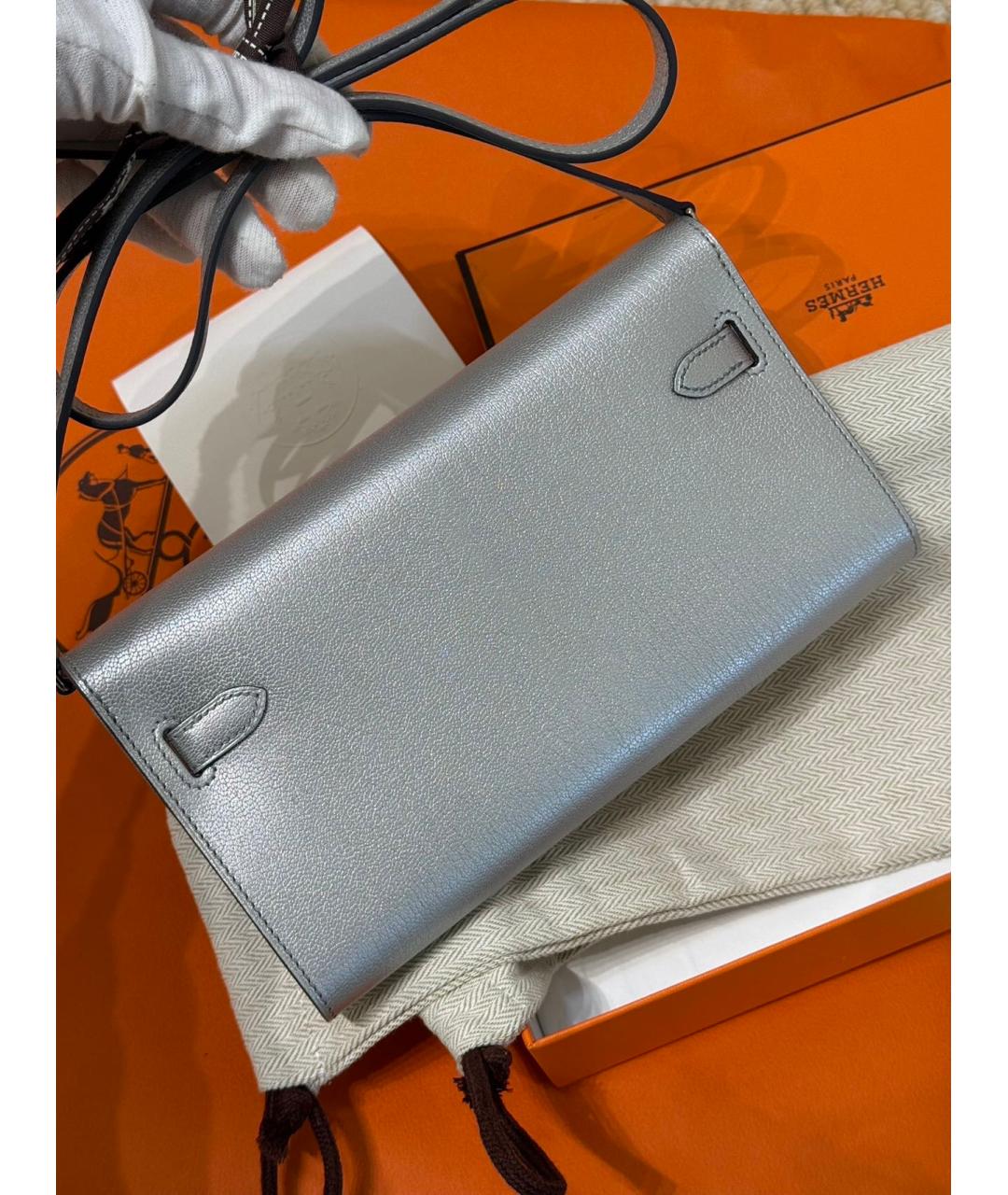 HERMES Серебряная кожаная сумка через плечо, фото 3