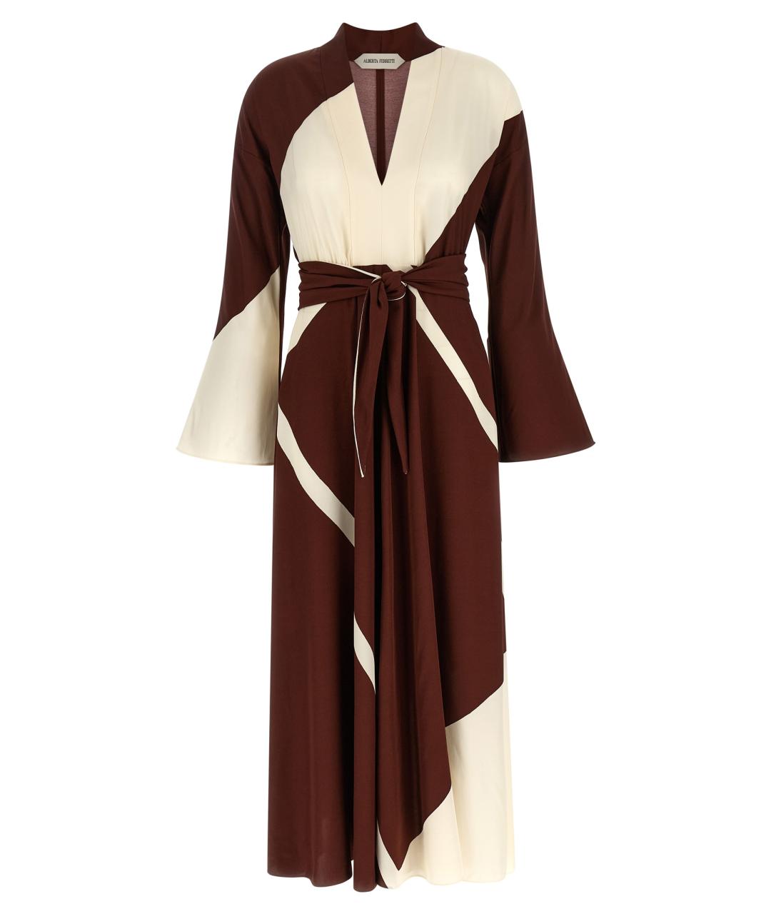 ALBERTA FERRETTI Бордовое вискозное повседневное платье, фото 1