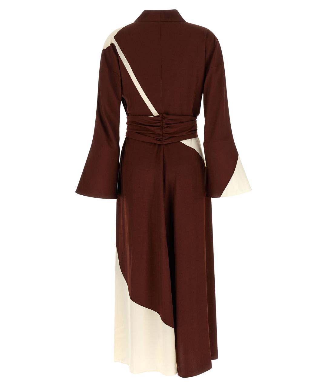 ALBERTA FERRETTI Бордовое вискозное повседневное платье, фото 2