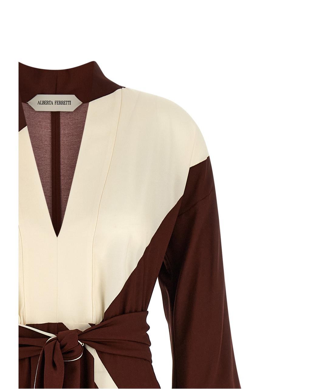 ALBERTA FERRETTI Бордовое вискозное повседневное платье, фото 3