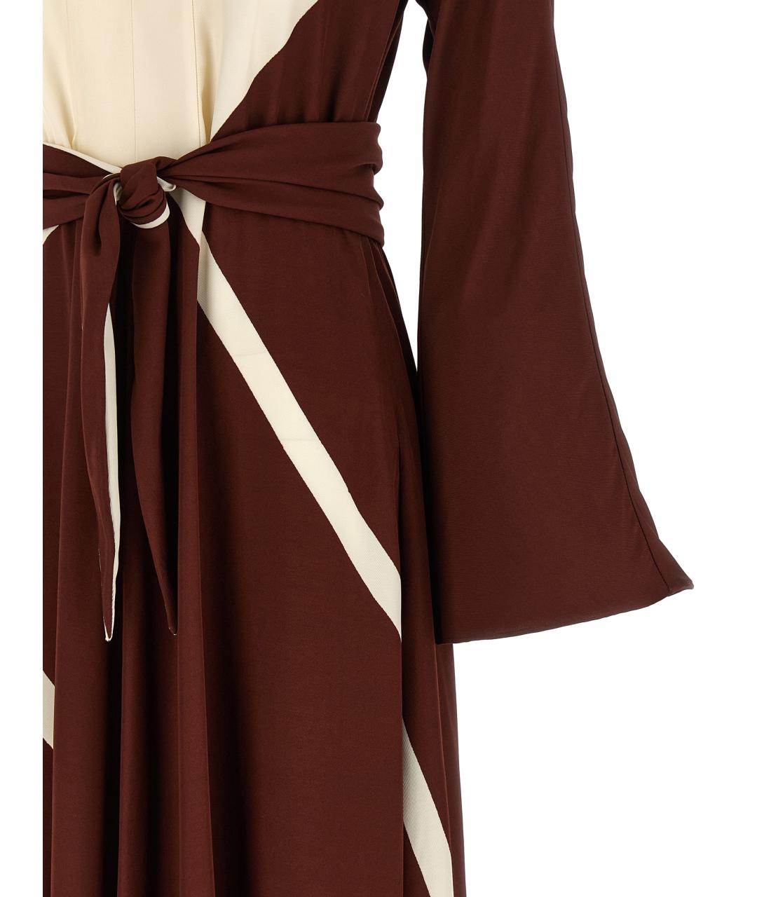 ALBERTA FERRETTI Бордовое вискозное повседневное платье, фото 4