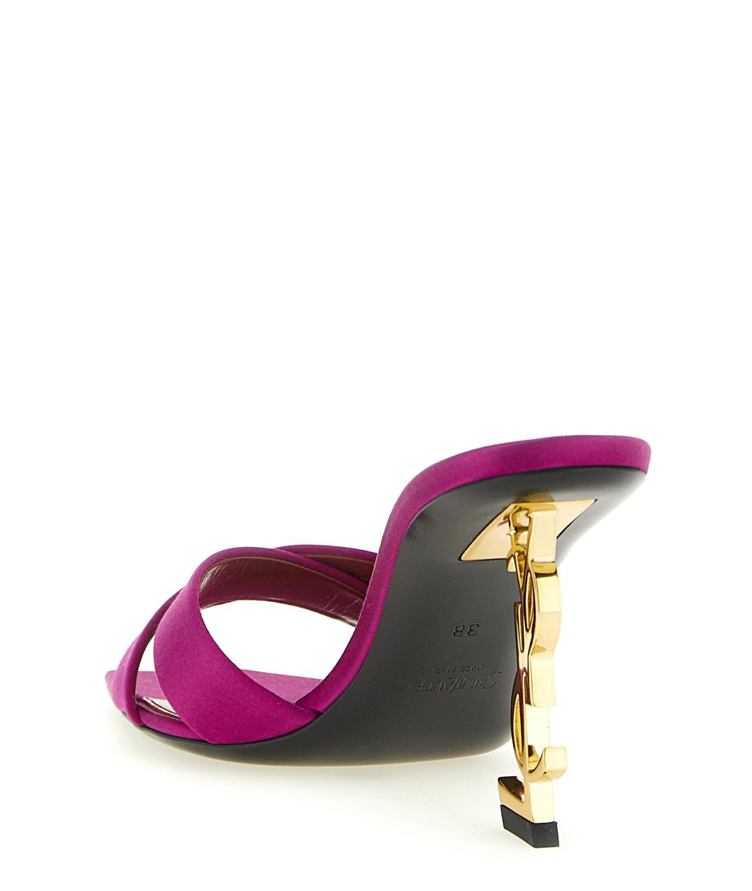 SAINT LAURENT Фуксия текстильные мюли, фото 3